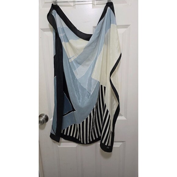 Vintage Liko Abstract Patterned Scarf Stripes & Geometric Design Size 30 x 30 - Picture 1 of 4